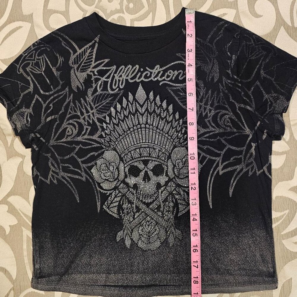 Affliction Baby Doll Tee - Bling Silver Sculls - New (Never Worn)XL or MEDIUM